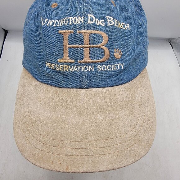 Huntington Dog Beach Preservation Society Headmaster Blue Denim Baseball Hat Cap - Picture 9 of 9